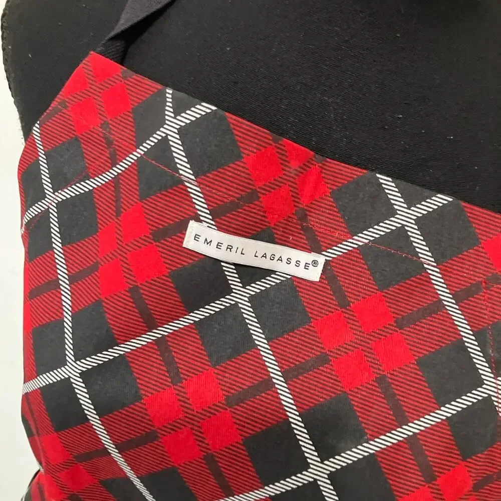 EMERIL LAGASSE Red and Black Plaid Kitchen Apron OSFM